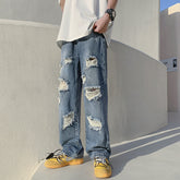 Men Jeans Ripped Jeans Loose Retro Straight-Leg Wide-Leg Pants